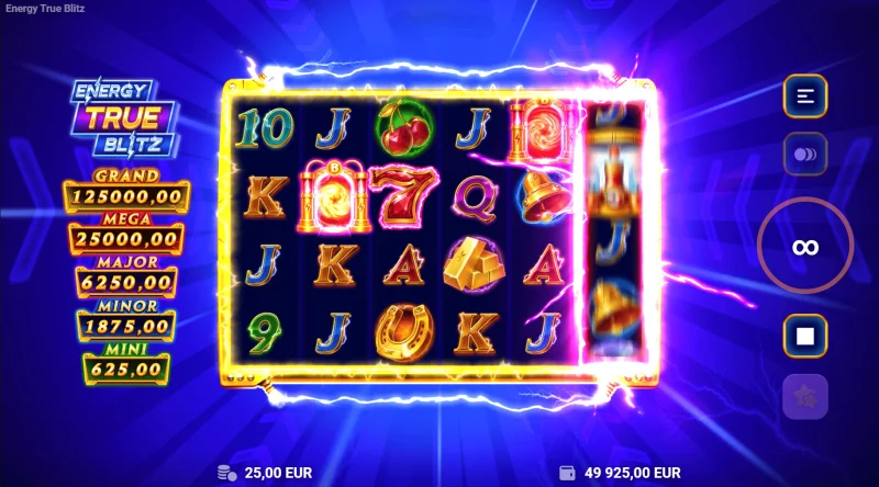 Energy True Blitz - tabela de padrões no jogo base