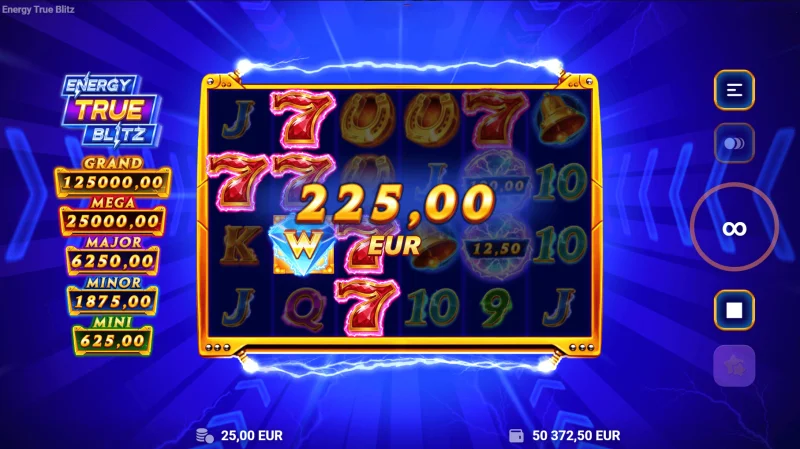 Energy True Blitz - vitória em símbolos de Cash coletados