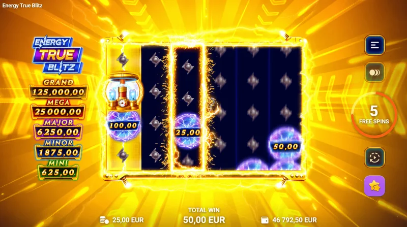 Energy True Blitz - relâmpagos e giros no jogo base