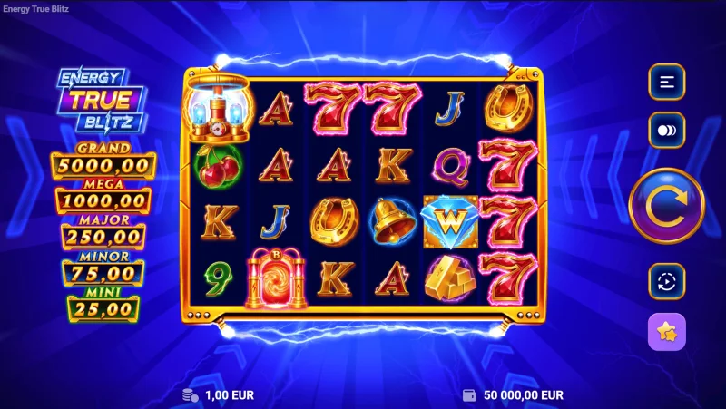 Energy True Blitz - tela de jogo com bobinas 6x4